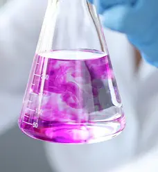 chemical solution in lab flask